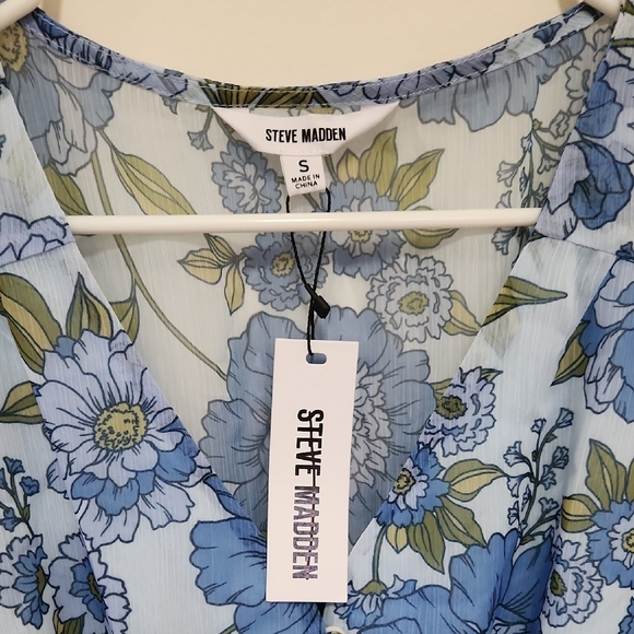 NWT Steve Madden Blue Floral Minidress - Picture 2 of 4